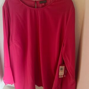Vince Camuto Fuchsia Long Sleeve Blouse: Pink Flame